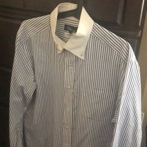 White buttondown w/ blue stripes & white cuffs